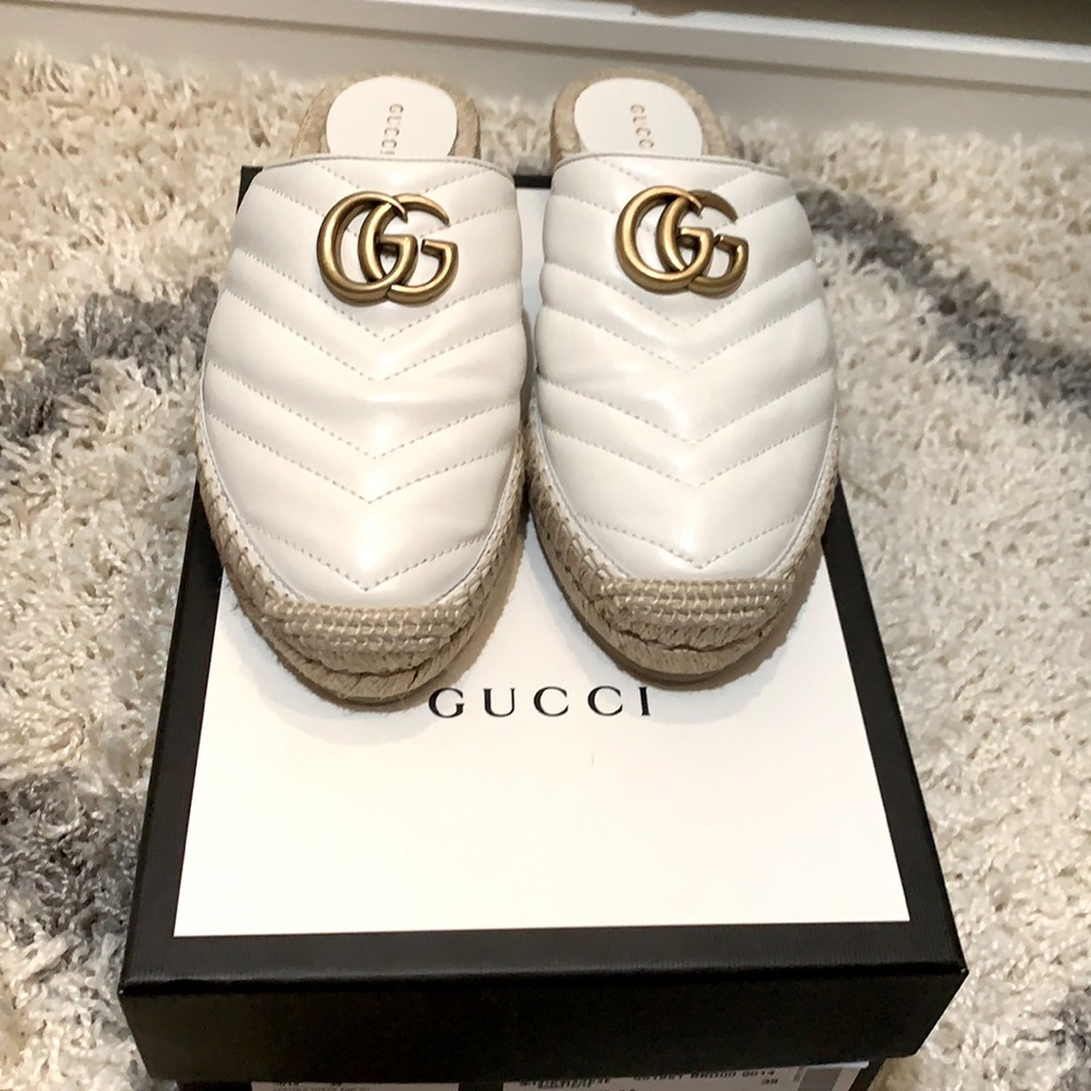 Gucci White Nappa Charlotte Espadrilles Sandals